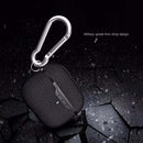 For Apple AirPods Pro TPU Litchi Texture Wireless Earphone Protective Case with Hook(Black)