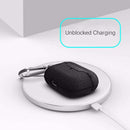 For Apple AirPods Pro TPU Litchi Texture Wireless Earphone Protective Case with Hook(Black)