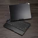 F102AS For iPad 10.2 inch Colorful Backlit Rotatable Bluetooth Keyboard Leather Tablet Case with Pen Slot Function(Black)