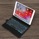 F102AS For iPad 10.2 inch Colorful Backlit Rotatable Bluetooth Keyboard Leather Tablet Case with Pen Slot Function(Black)