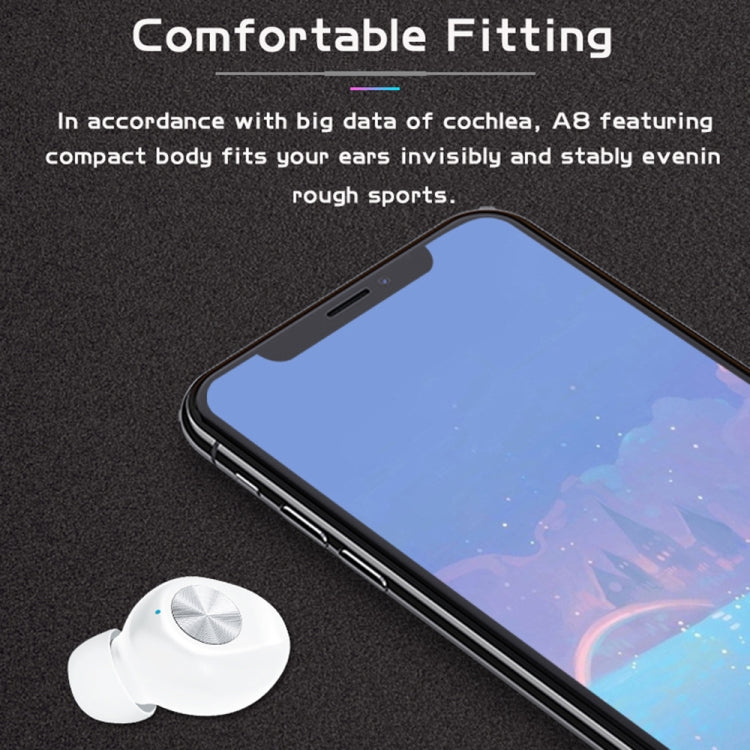 TWS-A8 Bluetooth 5.0 Mini True Wireless Stereo Sports Bluetooth Earphone with Charging Box(Black)