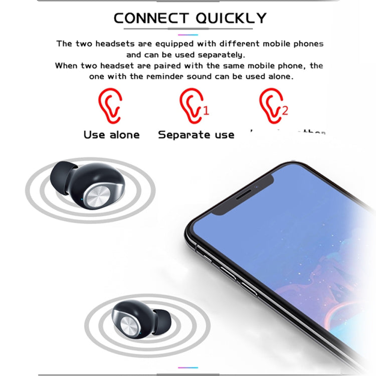 TWS-A8 Bluetooth 5.0 Mini True Wireless Stereo Sports Bluetooth Earphone with Charging Box(Black)