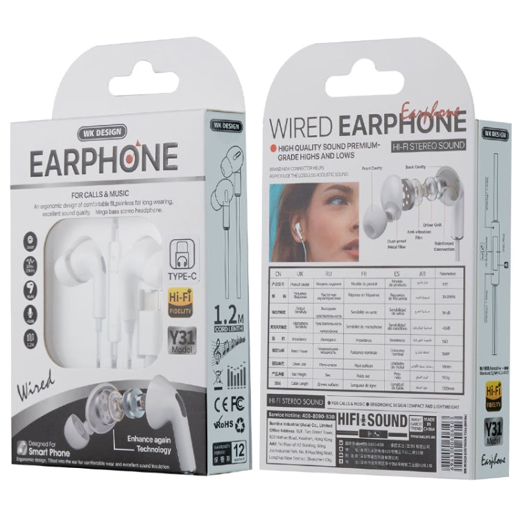 WK Y31 8 Pin Interface In-Ear HIFI Stereo Wired Earphone