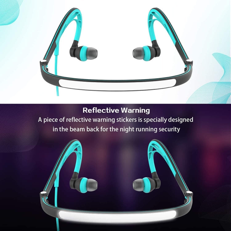 Mucro ML233 Foldable Wired Running Sports Headphones Night Neckband In-Ear Stereo Earphones, Cable Length: 1.2m(Blue)