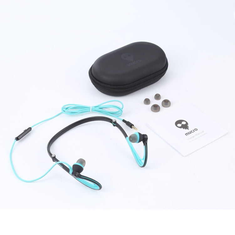Mucro ML233 Foldable Wired Running Sports Headphones Night Neckband In-Ear Stereo Earphones, Cable Length: 1.2m(Blue)