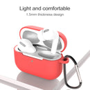 For AirPods Pro Silicone Wireless Earphone Protective Case Cover with Lanyard Hole & Carabiner(Purple)
