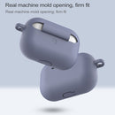 For AirPods Pro Silicone Wireless Earphone Protective Case Cover with Lanyard Hole & Carabiner(Purple)