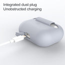 For AirPods Pro Silicone Wireless Earphone Protective Case Cover with Lanyard Hole & Carabiner(White)