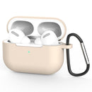 For AirPods Pro Silicone Wireless Earphone Protective Case Cover with Lanyard Hole & Carabiner(Apricot)
