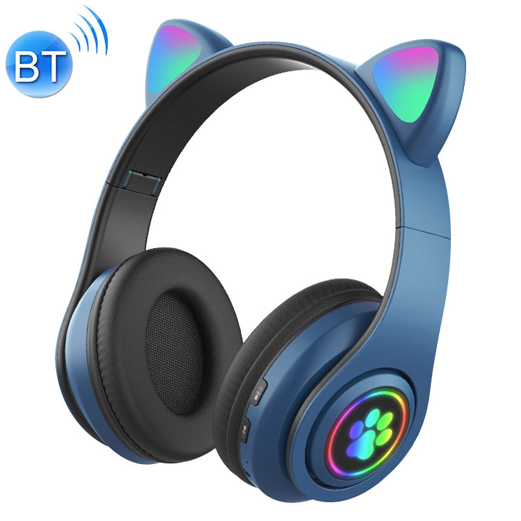 B39 Cat Ear Design LED Gradient Light Wireless Bluetooth Headset (Dark Green)