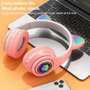 B39 Cat Ear Design LED Gradient Light Wireless Bluetooth Headset(Pink)