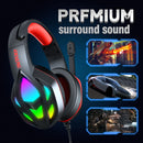 H100 PC Computer E-sports Gaming RGB Light Wired Headset with Microphone (Black Red)