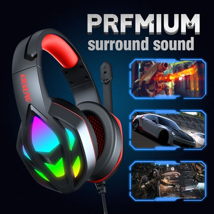 H100 PC Computer E-sports Gaming RGB Light Wired Headset with Microphone (Black Red)