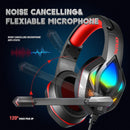H100 PC Computer E-sports Gaming RGB Light Wired Headset with Microphone (Black Red)