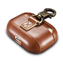 ICARER For Apple AirPods Pro Ring Buckle Version Retro Earphone Protective Leather Case(Brown)