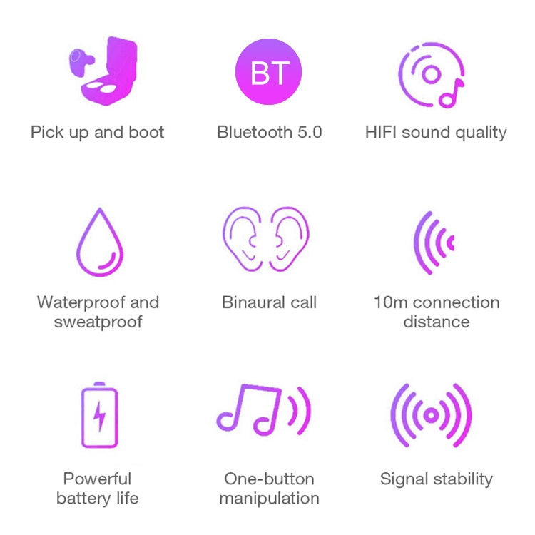 DT-6 IPX Waterproof Bluetooth 5.0 Wireless Bluetooth Earphone with 400mAh Magnetic Charging Box, Support Call(Blue)
