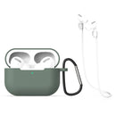 For AirPods Pro 3 in 1 Silicone Earphone Protective Case + Hook + Anti-lost Rope Set(Green)