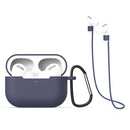 For AirPods Pro 3 in 1 Silicone Earphone Protective Case + Hook + Anti-lost Rope Set(Blue)