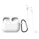 For AirPods Pro 3 in 1 Silicone Earphone Protective Case + Hook + Anti-lost Rope Set(White)