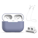 For AirPods Pro 3 in 1 Silicone Earphone Protective Case + Earphones Buckle + Anti-lost Rope Set(Grey)