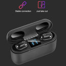 Dt-18 Wireless Two Ear Bluetooth Headset With 2000mAh Charging Cabin & Touch & Intelligent Magnetic Suction Charging (Black)