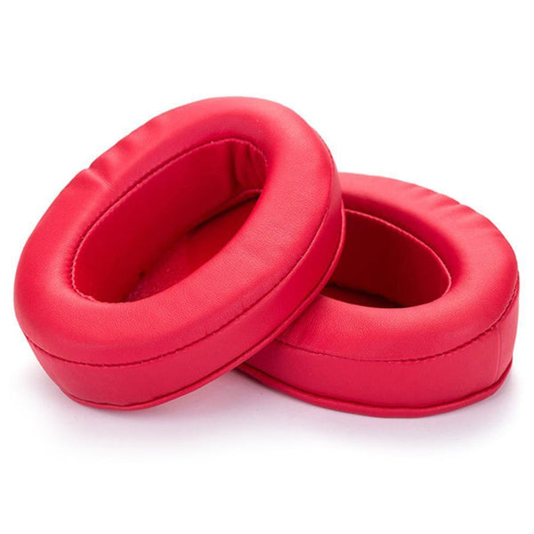 1 Pair Oval Leather Beveled Headphone Protective Case for Brainwavz HM5 / Philip SHP9500(Red)