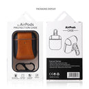 Colour-matching Flip-over Leather Earphones Shockproof Protective Case for Apple AirPods 1 / 2(Grey)