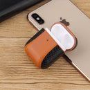 Colour-matching Flip-over Leather Earphones Shockproof Protective Case for Apple AirPods 1 / 2(Brown)