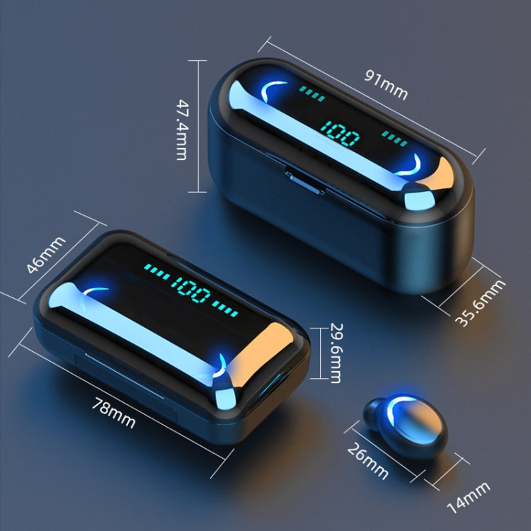 F9-5 Bluetooth 5.0 TWS Wireless Binaural Bluetooth Earphone with Charging Box & Support Call & LED Digital Display(Black)