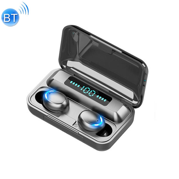 F9-5 Bluetooth 5.0 TWS Wireless Binaural Bluetooth Earphone with Charging Box & Support Call & LED Digital Display(Black)