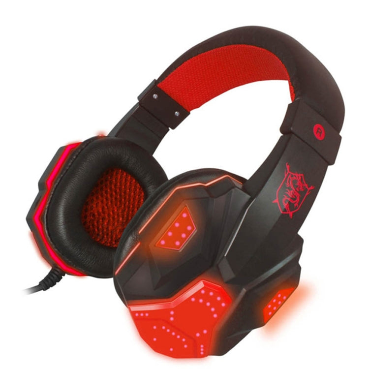 PLEXTONE PC780 Over-Ear Gaming Earphone Subwoofer Stereo Bass Headband Headset with Microphone & USB LED Light(Black Red)