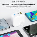 WK WP-U113 GaN 65W Dual USB Fast Charger Power Adapter, US Plug
