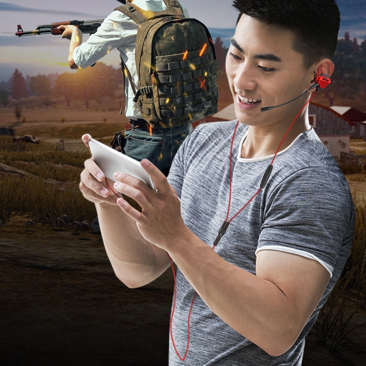 G10-A Wired In Ear 3.5mm Interface Stereo Wire-Controlled HIFI Earphones Video Game Mobile Game Headset With Mic (Black Silver)