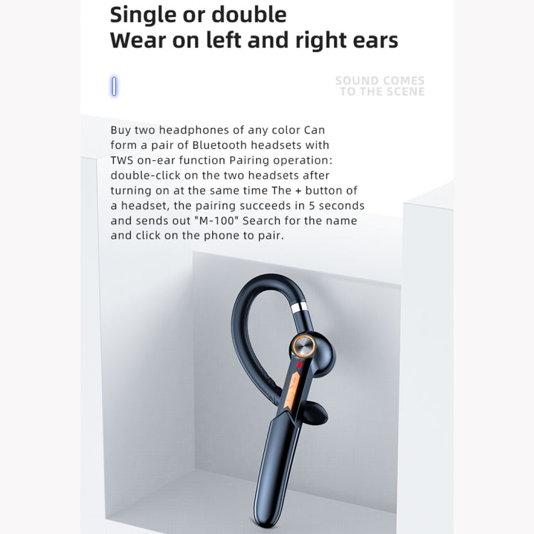 ME-100 TWS Business Rotating Universal True Stereo 5.0 Version Hanging Ear In-Ear Bluetooth Headset(Black Blue)