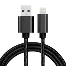 3A Woven Style Metal Head 8 Pin to USB Charge Data Cable, Cable Length: 1m (Black)