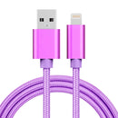 1m 3A Woven Style Metal Head 8 Pin to USB Data / Charger Cable, For iPhone XR / iPhone XS MAX / iPhone X & XS / iPhone 8 & 8 Plus / iPhone 7 & 7 Plus / iPhone 6 & 6s & 6 Plus & 6s Plus / iPad(Purple)
