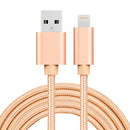 3A Woven Style Metal Head 8 Pin to USB Charge Data Cable, Cable Length: 2m(Gold)