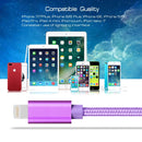 3A Woven Style Metal Head 8 Pin to USB Charge Data Cable, Cable Length: 2m(Purple)