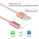 3A Woven Style Metal Head 8 Pin to USB Charge Data Cable, Cable Length: 2m(Rose Gold)