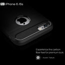 For iPhone 6 & 6s Brushed Texture Fiber TPU Rugged Armor Protective Case(Black)