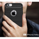 For iPhone 6 & 6s Brushed Texture Fiber TPU Rugged Armor Protective Case(Dark Blue)