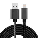 3m 3A Woven Style Metal Head 8 Pin to USB Data / Charger Cable, For iPhone XR / iPhone XS MAX / iPhone X & XS / iPhone 8 & 8 Plus / iPhone 7 & 7 Plus / iPhone 6 & 6s & 6 Plus & 6s Plus / iPad(Black)