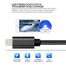 3m 3A Woven Style Metal Head 8 Pin to USB Data / Charger Cable, For iPhone XR / iPhone XS MAX / iPhone X & XS / iPhone 8 & 8 Plus / iPhone 7 & 7 Plus / iPhone 6 & 6s & 6 Plus & 6s Plus / iPad(Black)