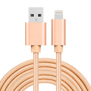 3m 3A Woven Style Metal Head 8 Pin to USB Data / Charger Cable, For iPhone XR / iPhone XS MAX / iPhone X & XS / iPhone 8 & 8 Plus / iPhone 7 & 7 Plus / iPhone 6 & 6s & 6 Plus & 6s Plus / iPad(Gold)