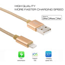 3m 3A Woven Style Metal Head 8 Pin to USB Data / Charger Cable, For iPhone XR / iPhone XS MAX / iPhone X & XS / iPhone 8 & 8 Plus / iPhone 7 & 7 Plus / iPhone 6 & 6s & 6 Plus & 6s Plus / iPad(Gold)