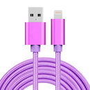 3m 3A Woven Style Metal Head 8 Pin to USB Data / Charger Cable, For iPhone XR / iPhone XS MAX / iPhone X & XS / iPhone 8 & 8 Plus / iPhone 7 & 7 Plus / iPhone 6 & 6s & 6 Plus & 6s Plus / iPad(Purple)