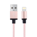 1m Woven Style Metal Head 58 Cores 8 Pin to USB 2.0 Data / Charger Cable, For iPhone XR / iPhone XS MAX / iPhone X & XS / iPhone 8 & 8 Plus / iPhone 7 & 7 Plus / iPhone 6 & 6s & 6 Plus & 6s Plus / iPad(Pink)