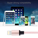 1m Woven Style Metal Head 58 Cores 8 Pin to USB 2.0 Data / Charger Cable, For iPhone XR / iPhone XS MAX / iPhone X & XS / iPhone 8 & 8 Plus / iPhone 7 & 7 Plus / iPhone 6 & 6s & 6 Plus & 6s Plus / iPad(Pink)
