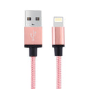 1m Woven Style Metal Head 58 Cores 8 Pin to USB 2.0 Data / Charger Cable, For iPhone XR / iPhone XS MAX / iPhone X & XS / iPhone 8 & 8 Plus / iPhone 7 & 7 Plus / iPhone 6 & 6s & 6 Plus & 6s Plus / iPad(Magenta)