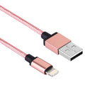 1m Woven Style Metal Head 58 Cores 8 Pin to USB 2.0 Data / Charger Cable, For iPhone XR / iPhone XS MAX / iPhone X & XS / iPhone 8 & 8 Plus / iPhone 7 & 7 Plus / iPhone 6 & 6s & 6 Plus & 6s Plus / iPad(Magenta)